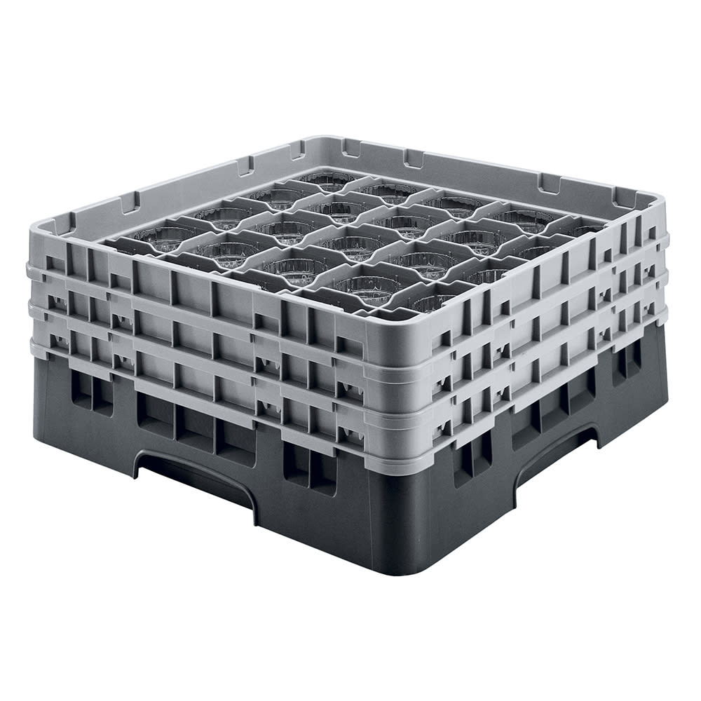 Cambro 36S534110 Camrack® Glass Rack w/ (36) Compartments - (2) Gray Extenders, Black