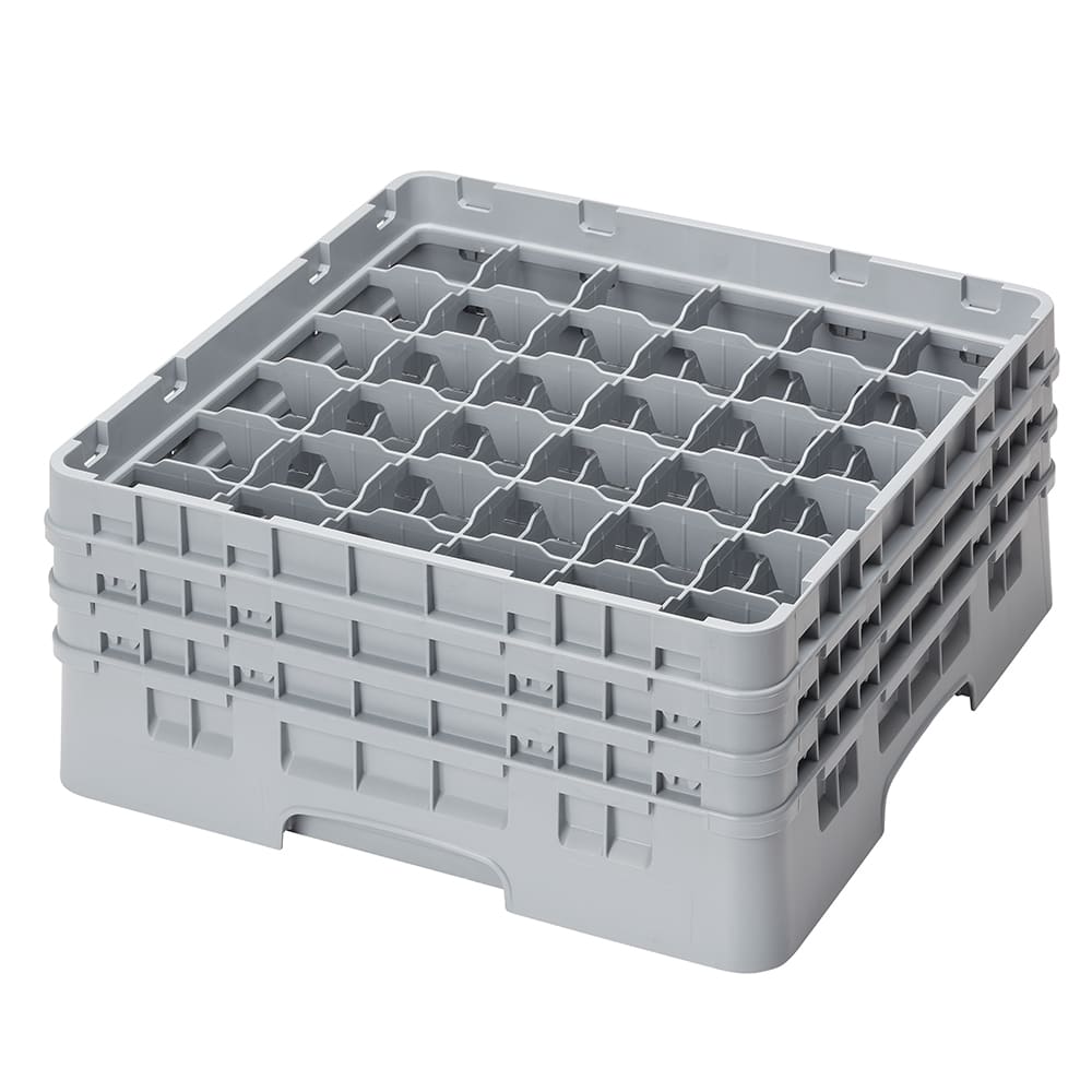 Cambro 36S638151 Camrack® Glass Rack w/ (36) Compartments - (3) Gray Extenders, Soft Gray