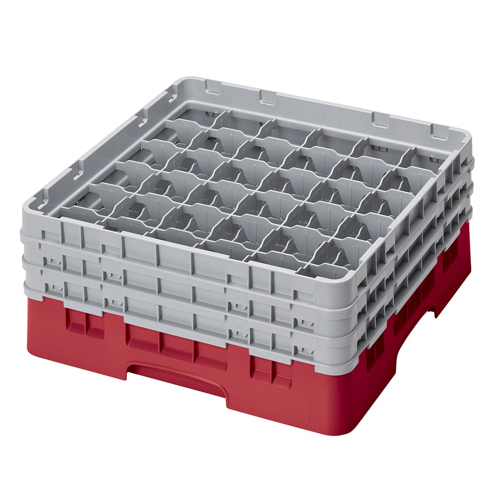 Cambro 36S638163 Camrack® Glass Rack w/ (36) Compartments - (3) Gray Extenders, Red