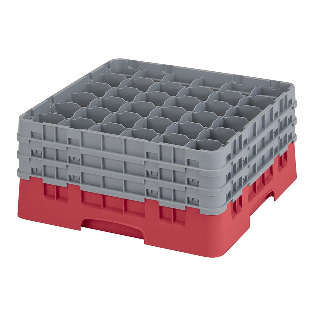 Cambro 36S738163 Camrack® Glass Rack w/ (36) Compartments - (3) Gray Extenders, Red