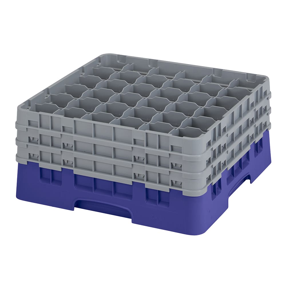 Cambro 36S738186 Camrack® Glass Rack w/ (36) Compartments - (3) Gray Extenders, Navy Blue
