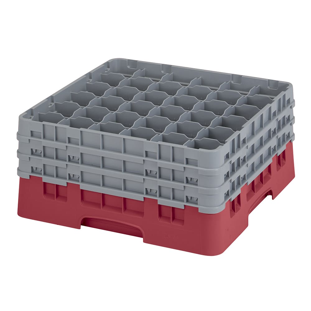 Cambro 36S738416 Camrack® Glass Rack w/ (36) Compartments - (3) Gray Extenders, Cranberry