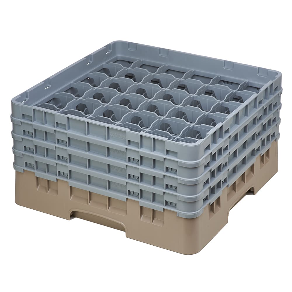 Cambro 36S800184 Camrack® Glass Rack w/ (36) Compartments - (4) Gray Extenders, Beige