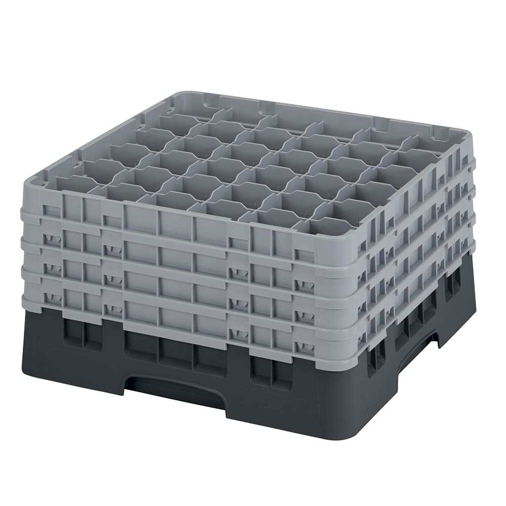 Cambro 36S900110 Camrack® Glass Rack w/ (36) Compartments - (4) Gray Extenders, Black