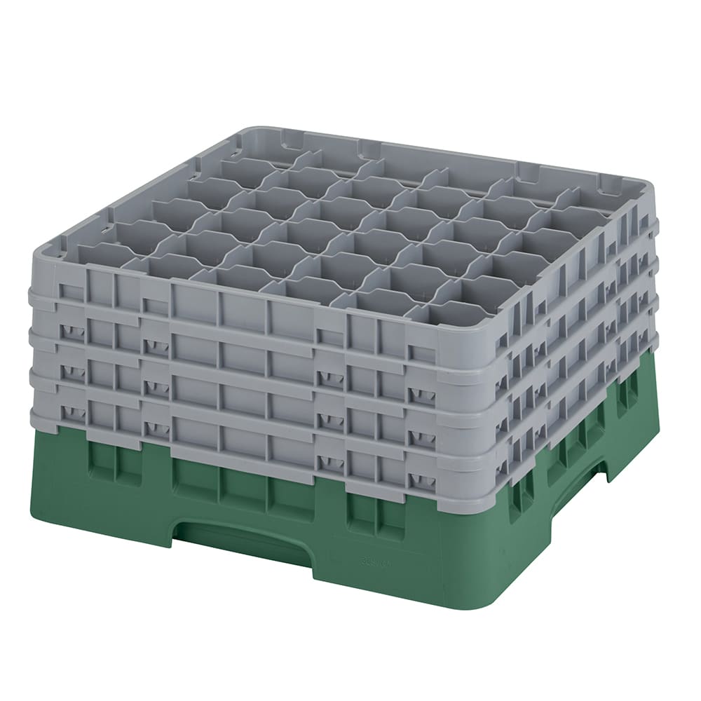 Cambro 36S900119 Camrack® Glass Rack w/ (36) Compartments - (4) Gray Extenders, Sherwood Green