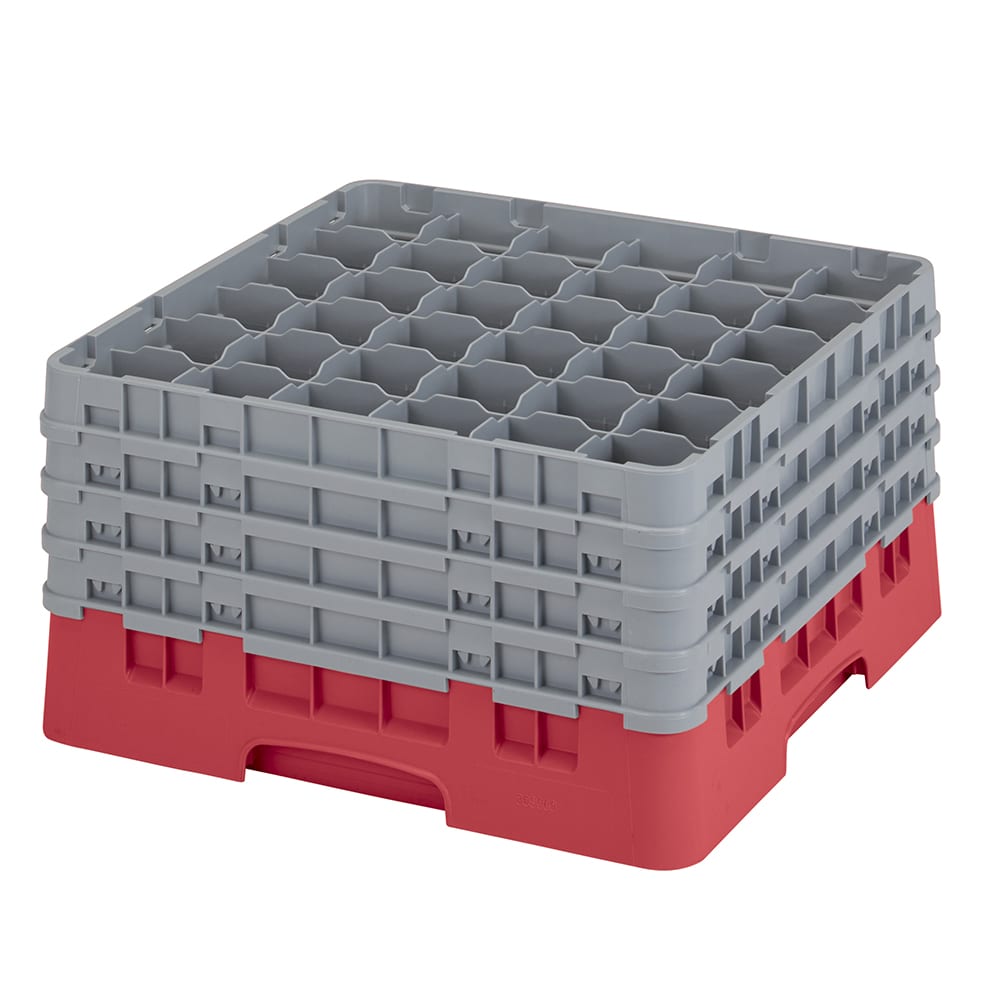 Cambro 36S900163 Camrack® Glass Rack w/ (36) Compartments - (4) Gray Extenders, Red