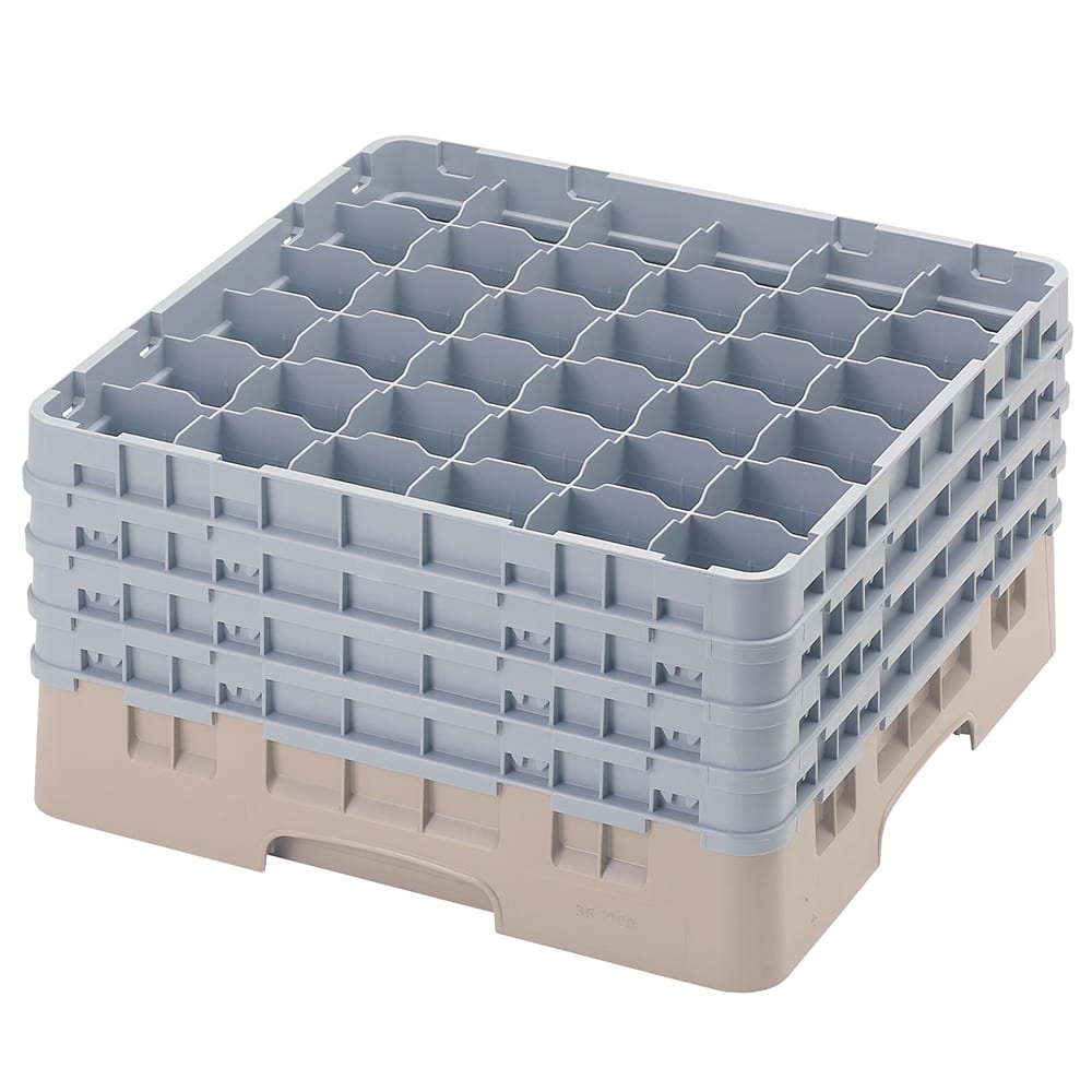 Cambro 36S900184 Camrack® Glass Rack w/ (36) Compartments - (4) Gray Extenders, Beige