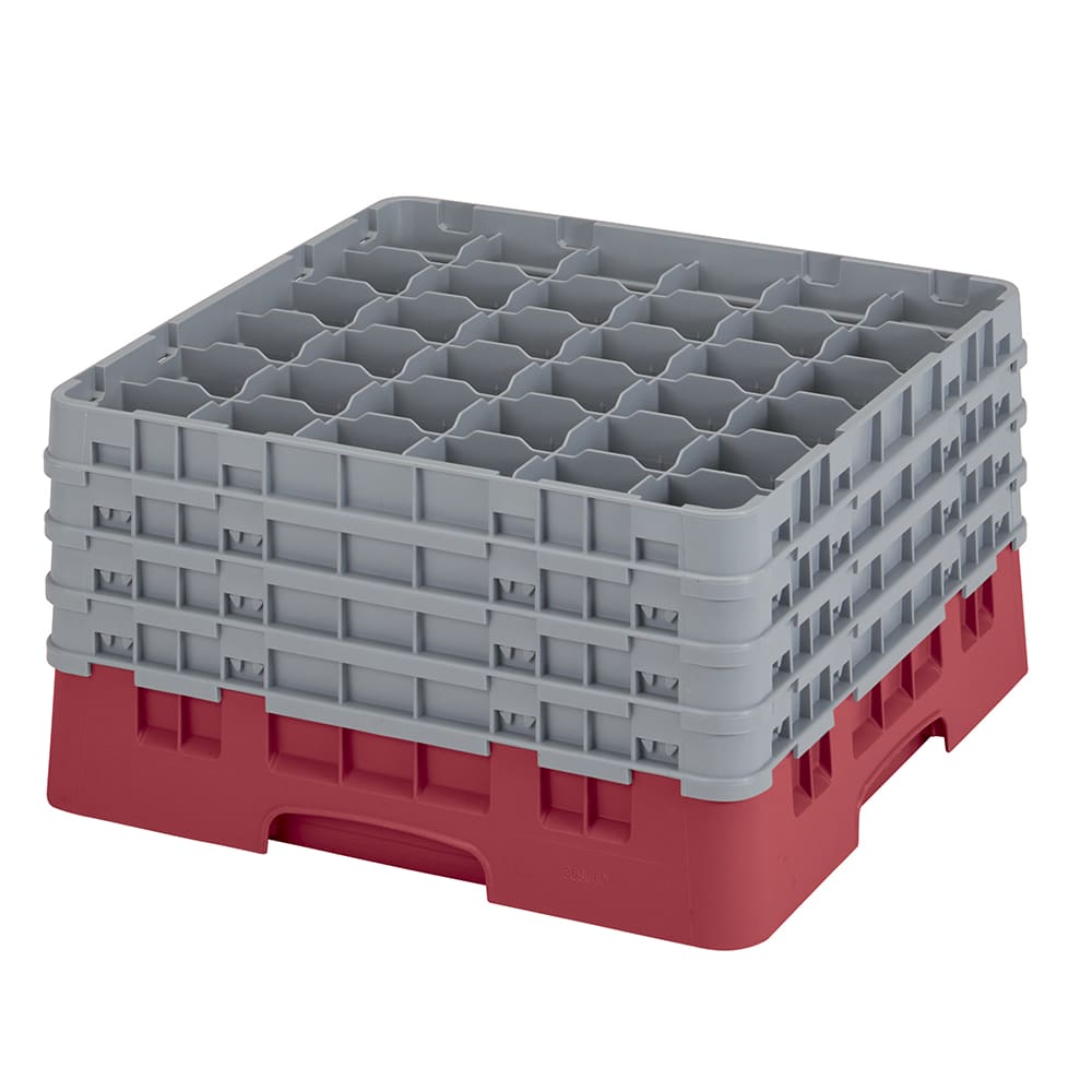 Cambro 36S900416 Camrack® Glass Rack w/ (36) Compartments - (4) Gray Extenders, Cranberry