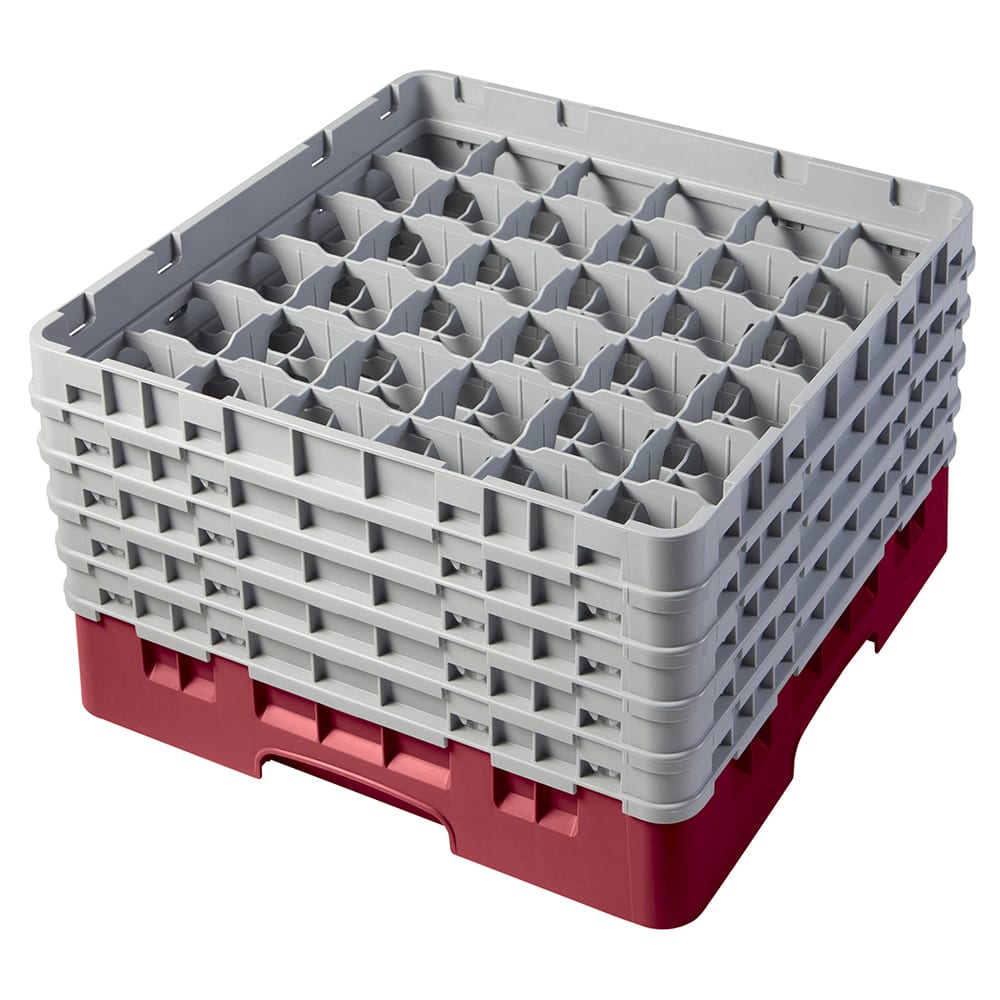 Cambro 36S958416 Camrack® Glass Rack w/ (36) Compartments - (5) Gray Extenders, Cranberry