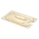 Cambro 40HPCHN150 H-Pan Food Pan Cover - 1/4 Size, Notched with Handle, Non-Stick, Amber thumbnail 2
