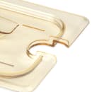 Cambro 40HPCHN150 H-Pan Food Pan Cover - 1/4 Size, Notched with Handle, Non-Stick, Amber thumbnail 4