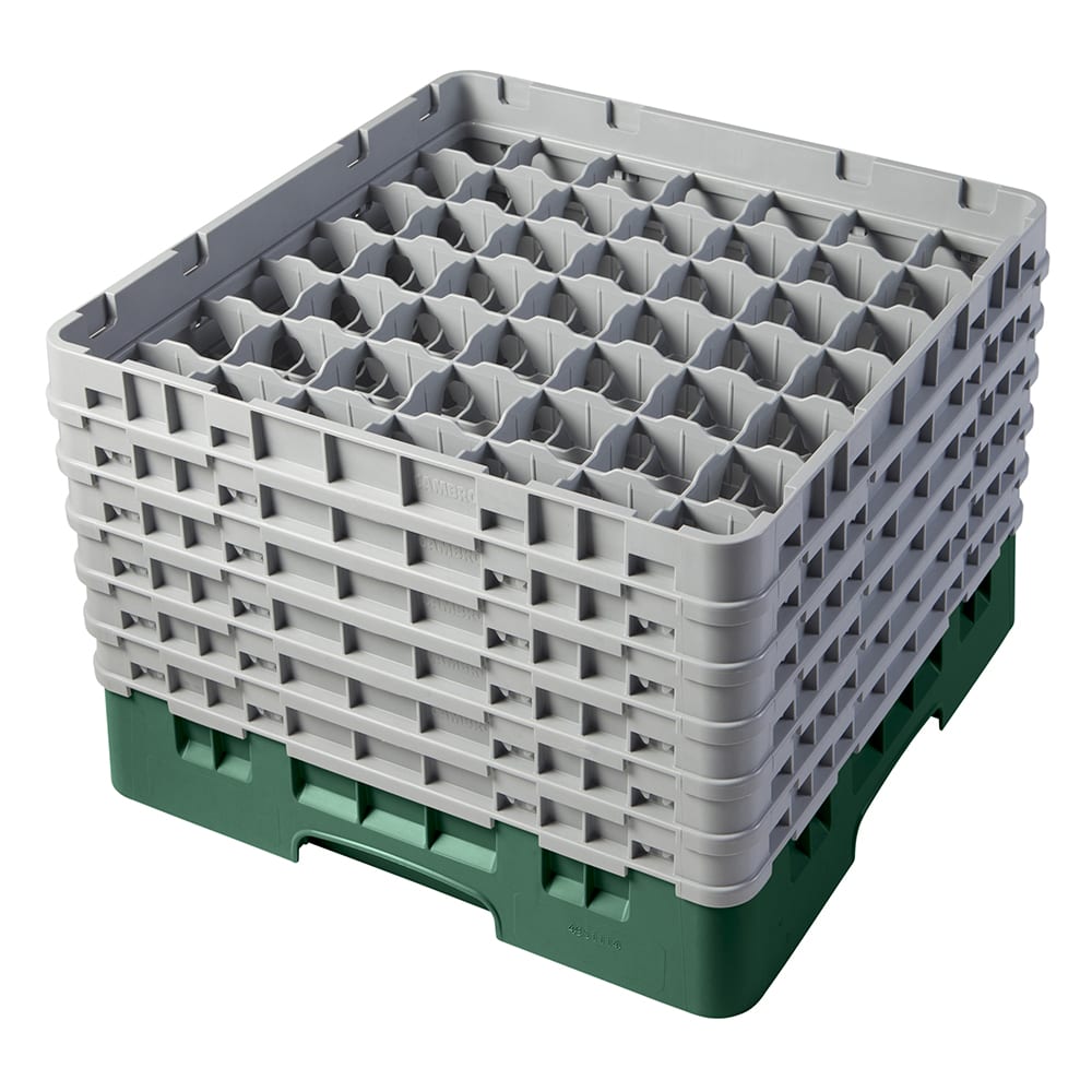 Cambro 49S1114119 Camrack® Glass Rack w/ (49) Compartments - (6) Gray Extenders, Sherwood Green