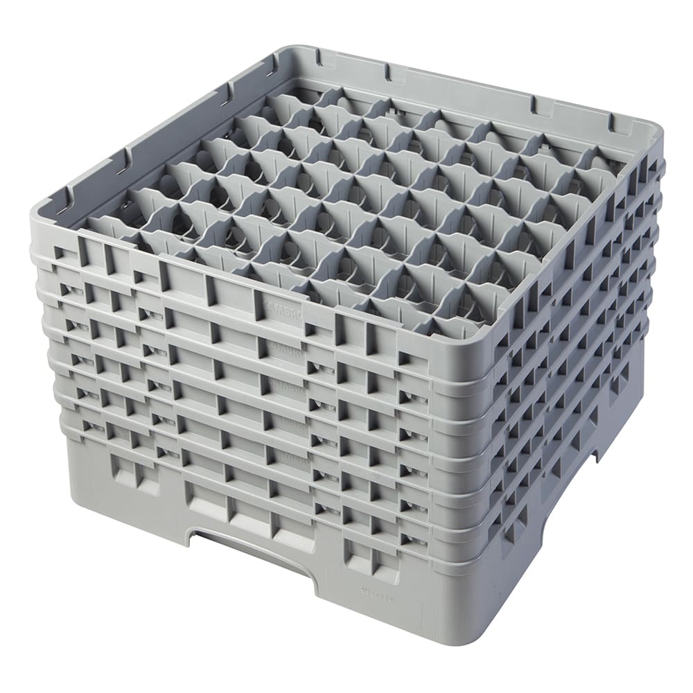 Cambro 49S1114151 Camrack® Glass Rack w/ (49) Compartments - (6) Gray Extenders, Soft Gray
