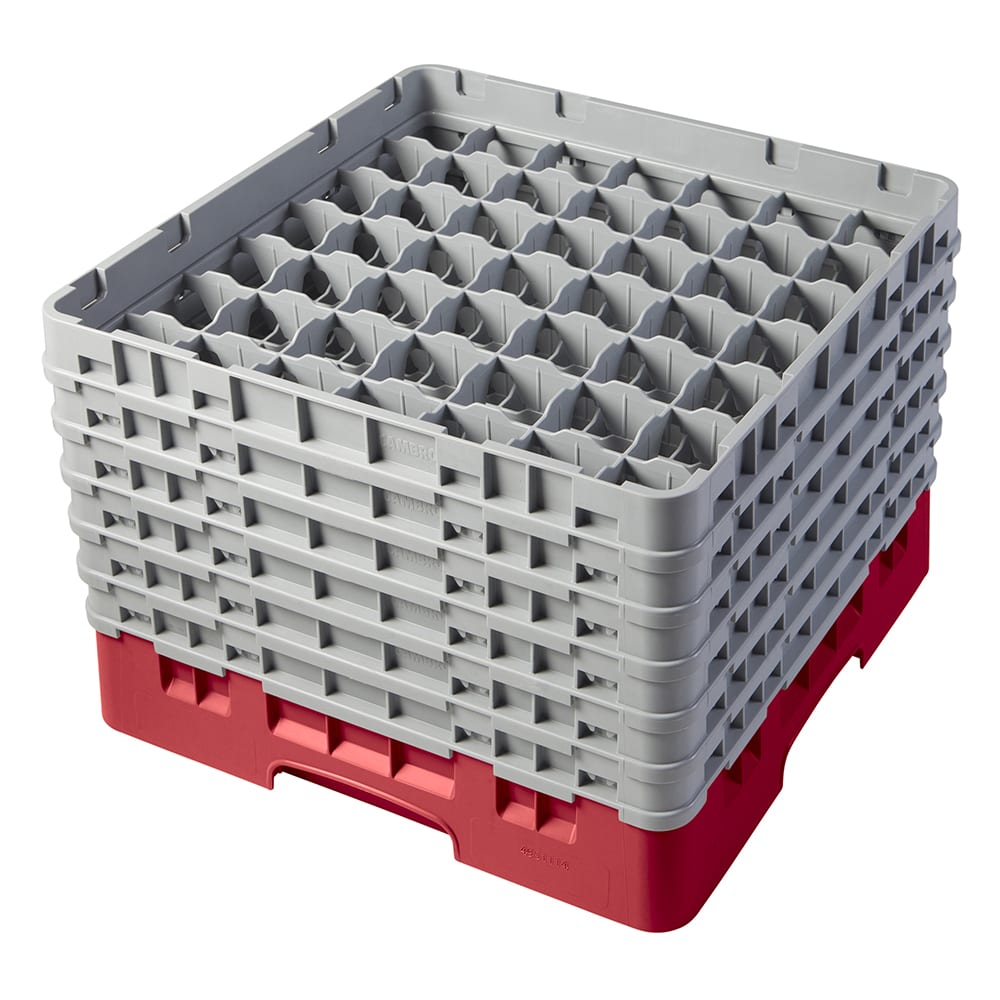 Cambro 49S1114163 Camrack® Glass Rack w/ (49) Compartments - (6) Gray Extenders, Red