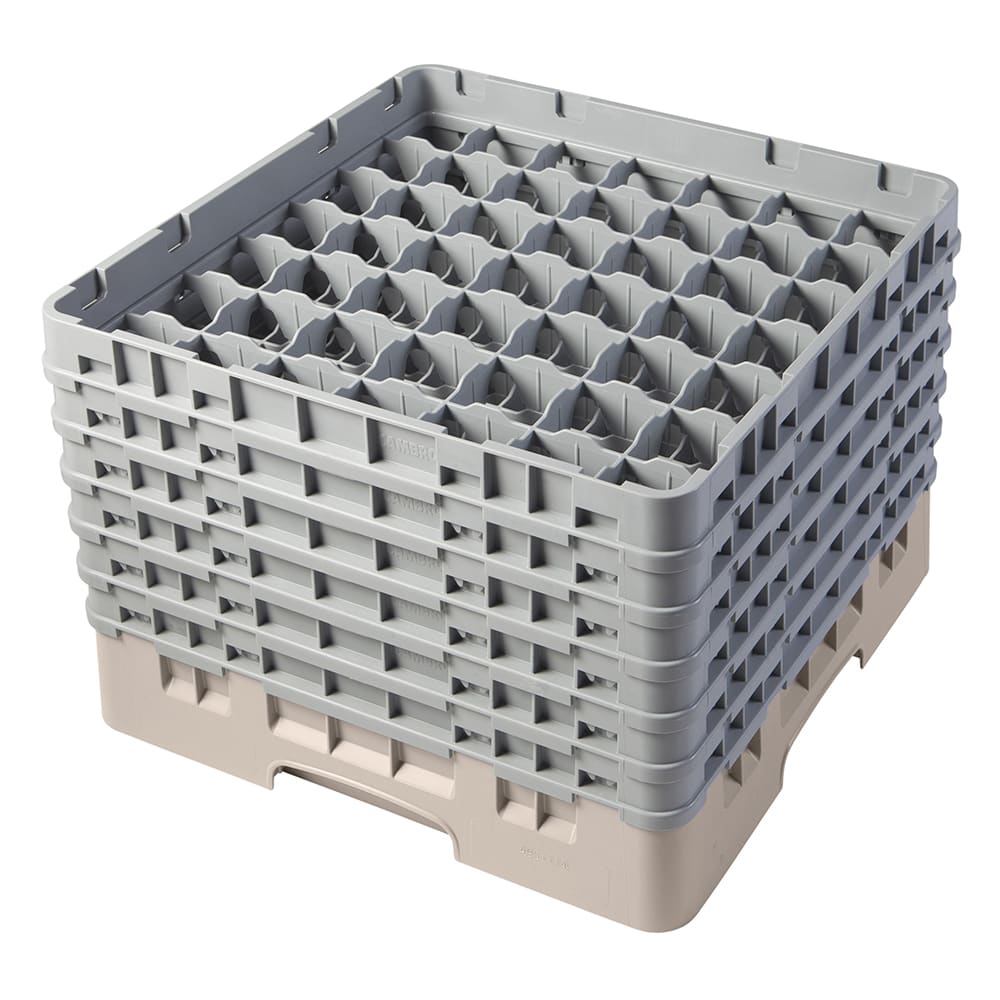 Cambro 49S1114184 Camrack® Glass Rack w/ (49) Compartments - (6) Gray Extenders, Beige