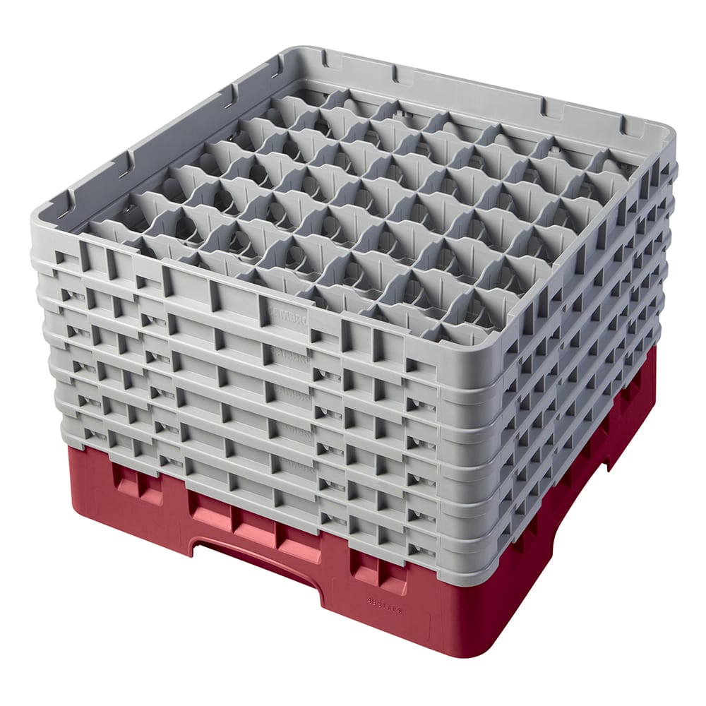 Cambro 49S1114416 Camrack® Glass Rack w/ (49) Compartments - (6) Gray Extenders, Cranberry