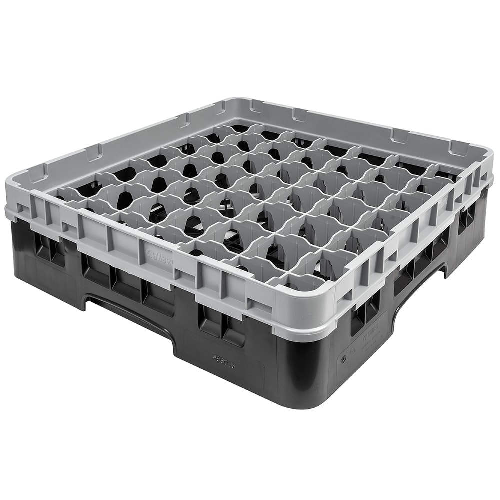 Cambro 49S318110 Camrack® Glass Rack w/ (49) Compartments - (1) Gray Extender, Black