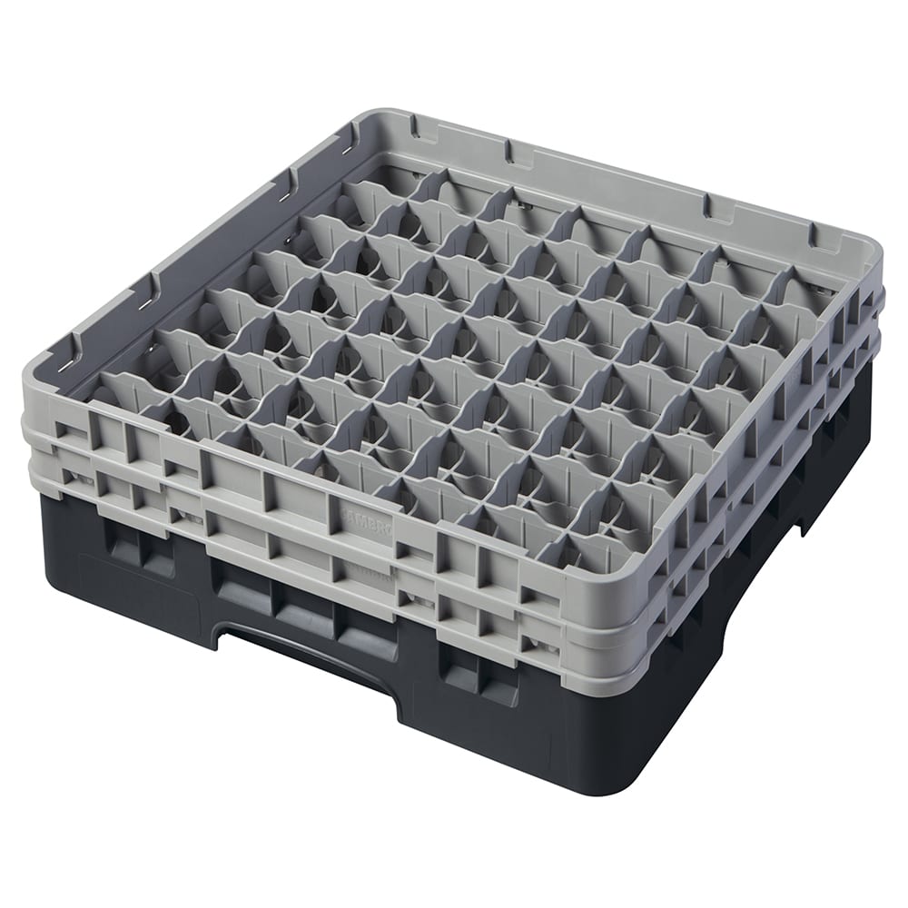 Cambro 49S434110 Camrack® Glass Rack w/ (49) Compartments - (2) Gray Extenders, Black