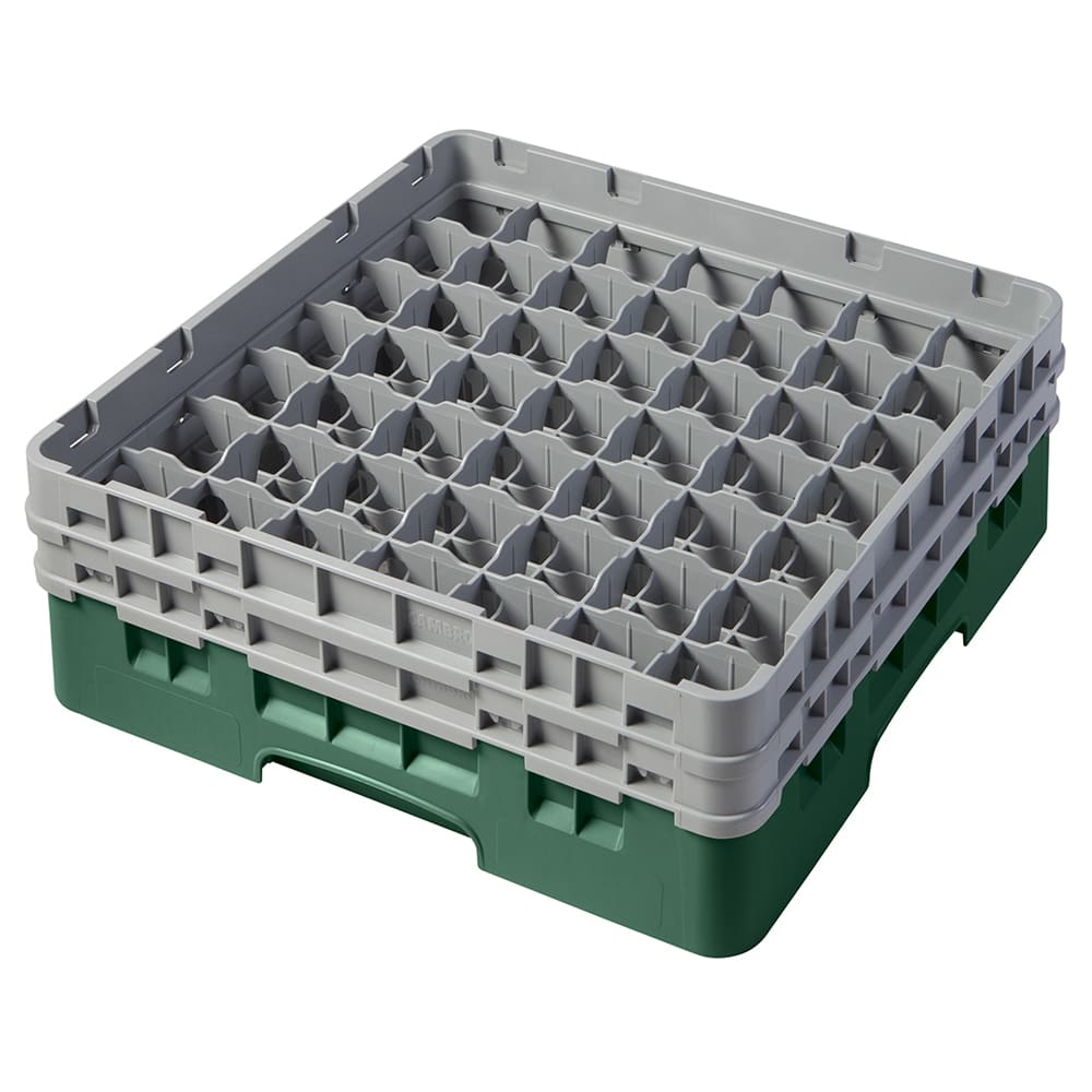 Cambro 49S434119 Camrack® Glass Rack w/ (49) Compartments - (2) Gray Extenders, Sherwood Green