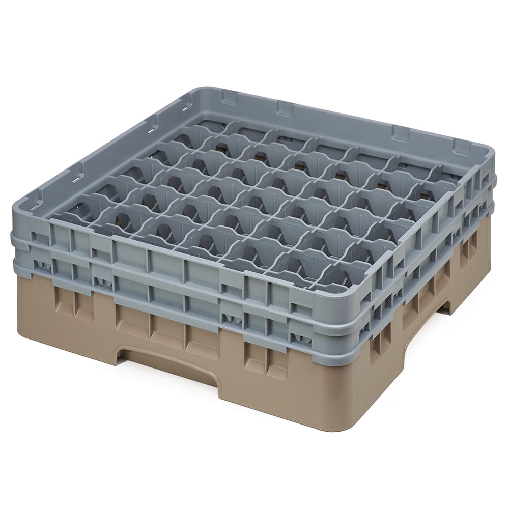 Cambro 49S434184 Camrack® Glass Rack w/ (49) Compartments - (2) Gray Extenders, Beige