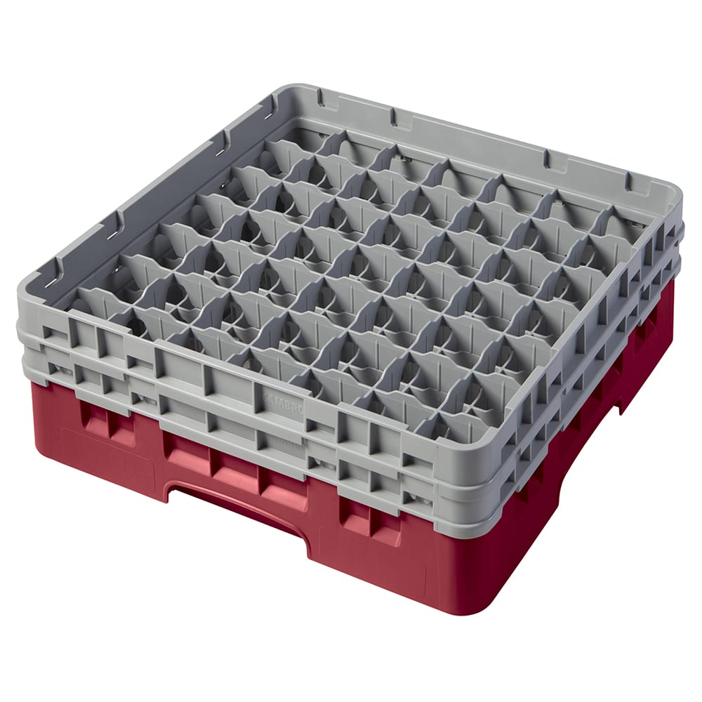 Cambro 49S434416 Camrack® Glass Rack w/ (49) Compartments - (2) Gray Extenders, Cranberry