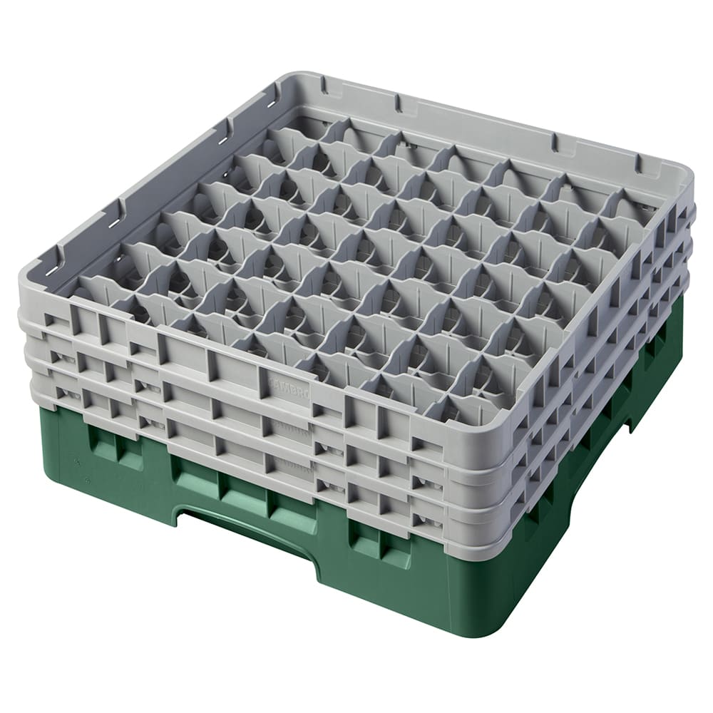 Cambro 49S638119 Camrack® Glass Rack w/ (49) Compartments - (3) Gray Extenders, Sherwood Green
