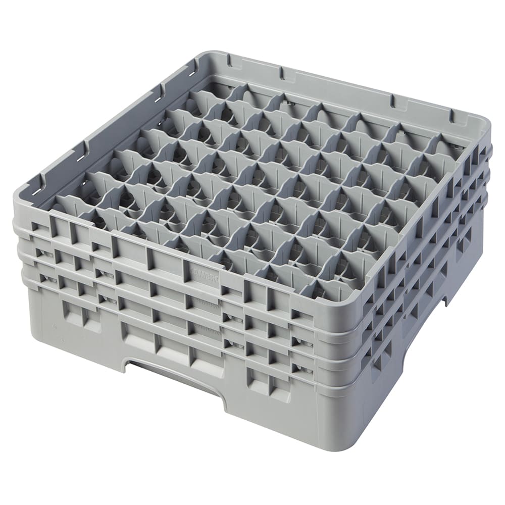 Cambro 49S638151 Camrack® Glass Rack w/ (49) Compartments - (3) Gray Extenders, Soft Gray