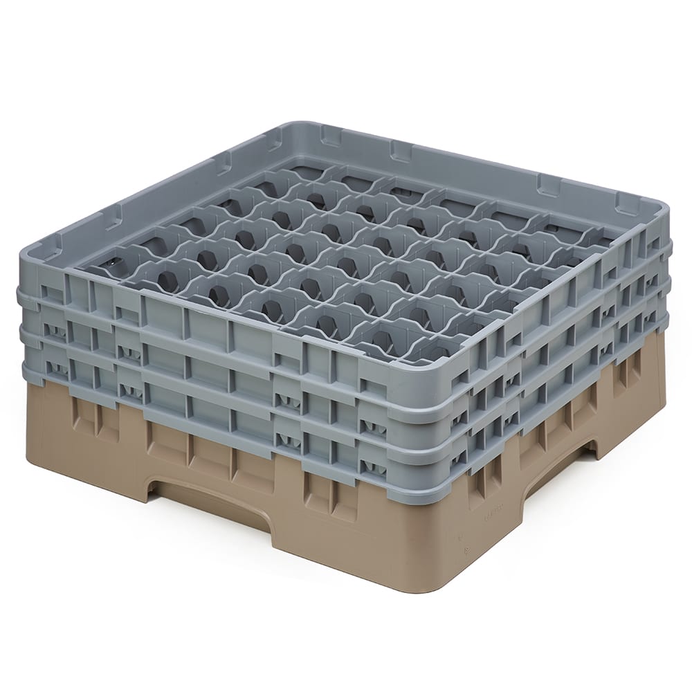 Cambro 49S638184 Camrack® Glass Rack w/ (49) Compartments - (3) Gray Extenders, Beige