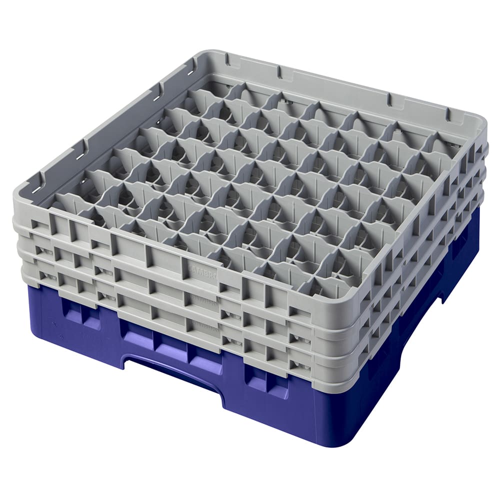 Cambro 49S638186 Camrack® Glass Rack w/ (49) Compartments - (3) Gray Extenders, Navy Blue