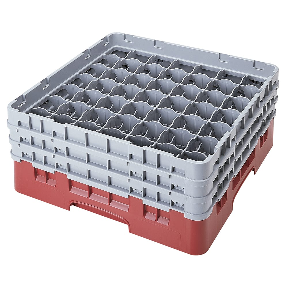 Cambro 49S638416 Camrack® Glass Rack w/ (49) Compartments - (3) Gray Extenders, Cranberry