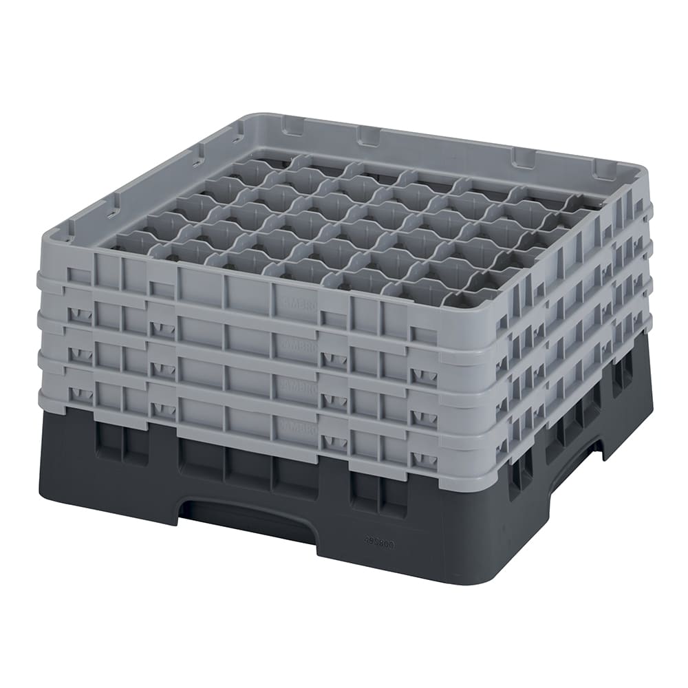Cambro 49S800110 Camrack® Glass Rack w/ (49) Compartments - (4) Gray Extenders, Black