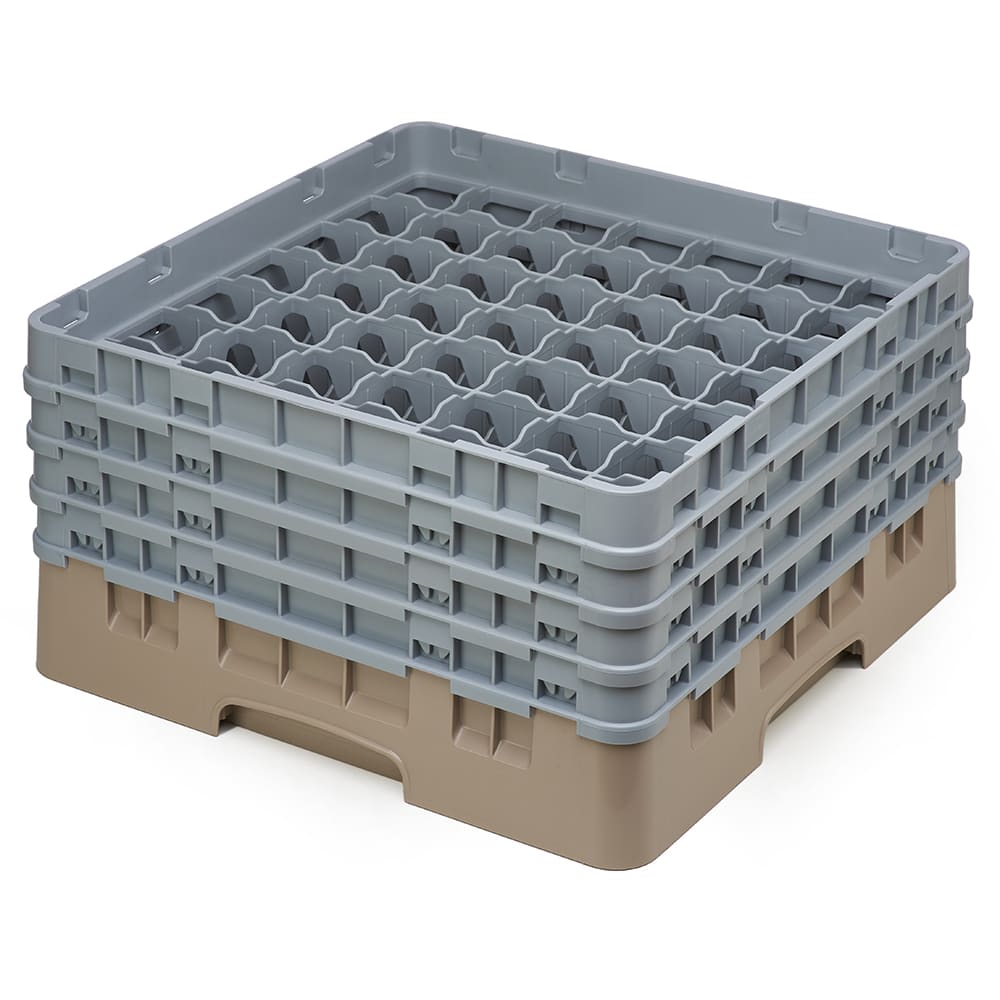 Cambro 49S800184 Camrack® Glass Rack w/ (49) Compartments - (4) Gray Extenders, Beige