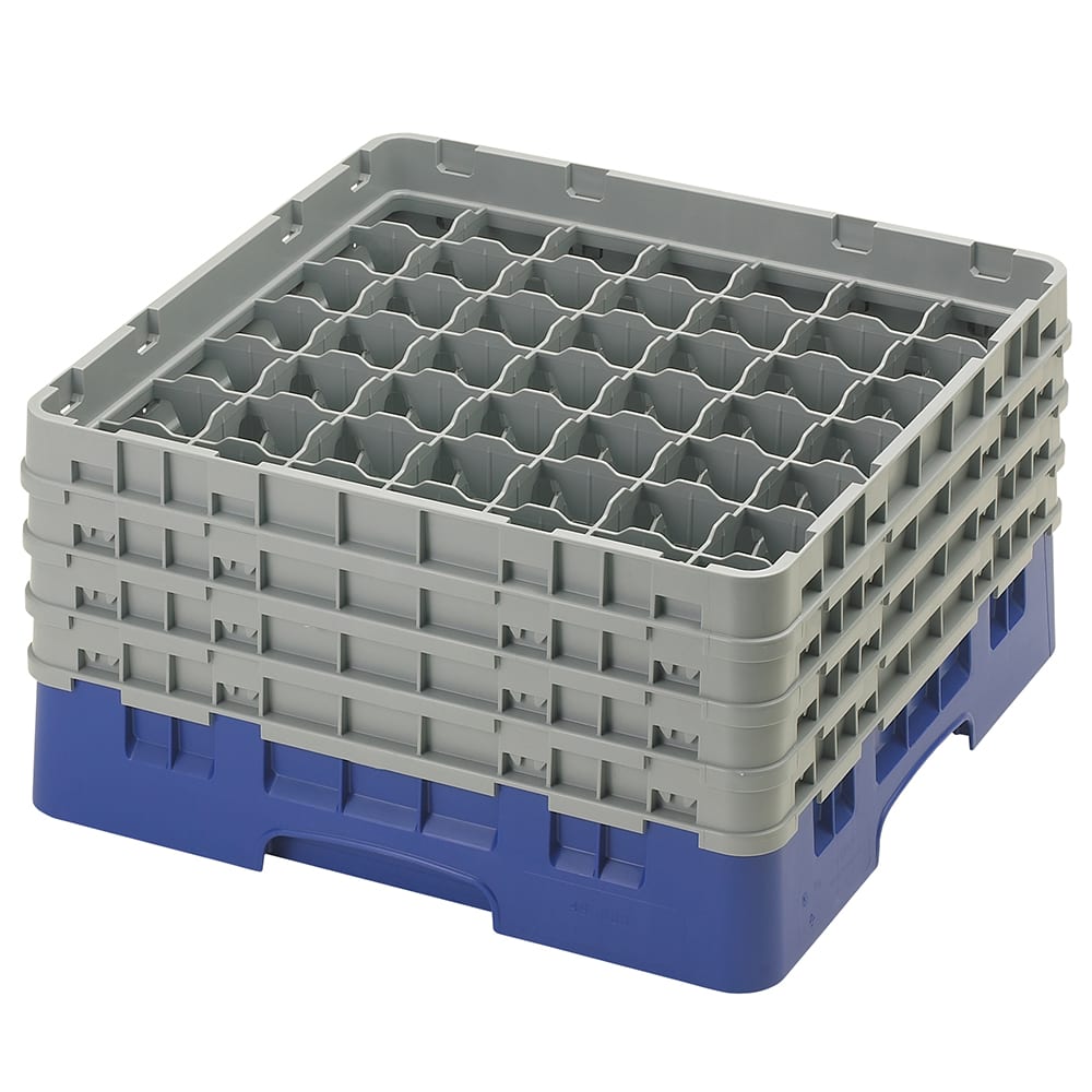 Cambro 49S800186 Camrack® Glass Rack w/ (49) Compartments - (4) Gray Extenders, Navy Blue