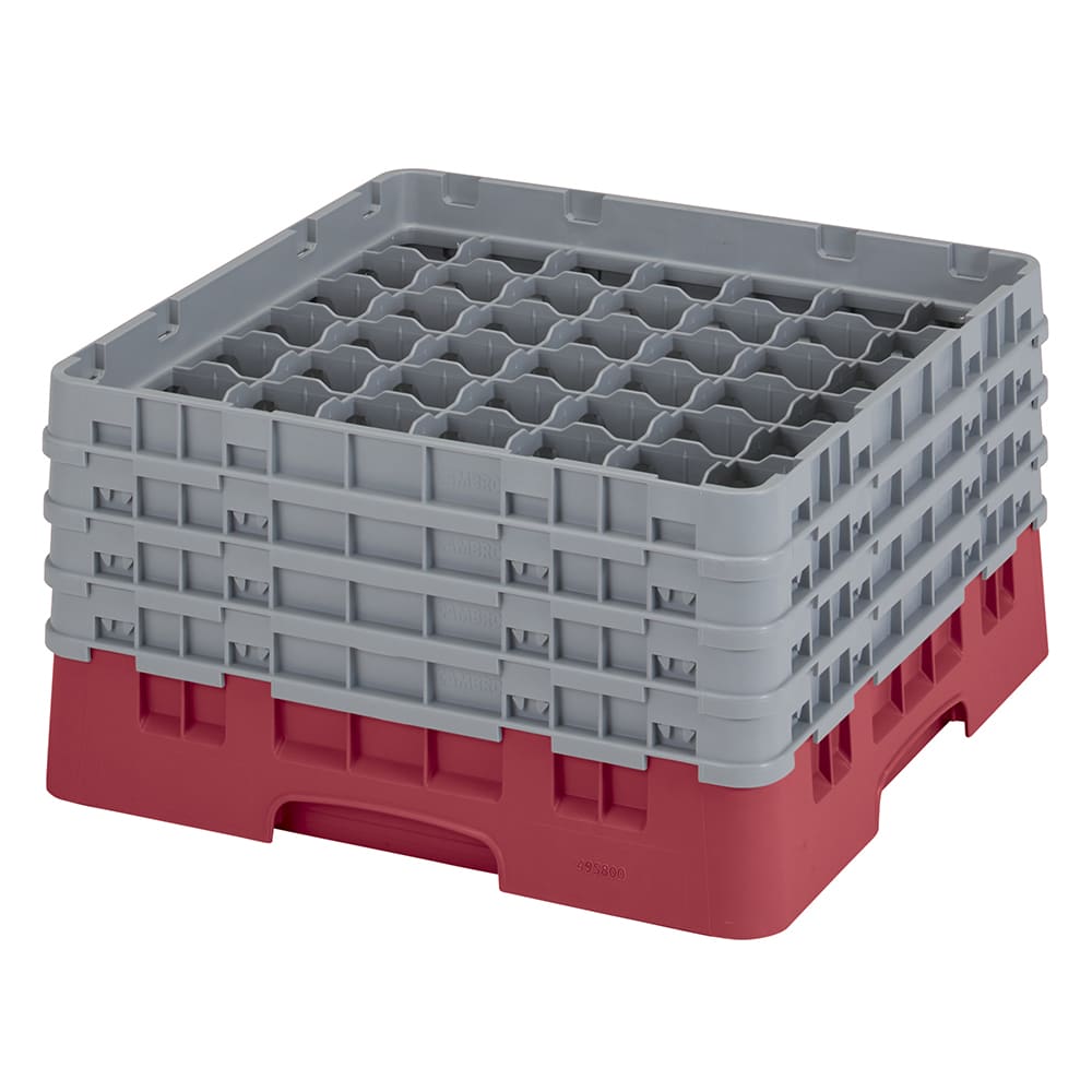 Cambro 49S800416 Camrack® Glass Rack w/ (49) Compartments - (4) Gray Extenders, Cranberry