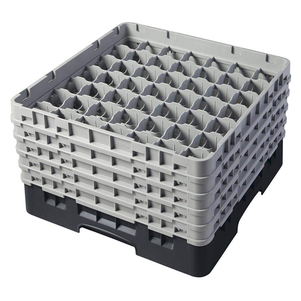Cambro 49S958110 Camrack® Glass Rack w/ (49) Compartments - (5) Gray Extenders, Black