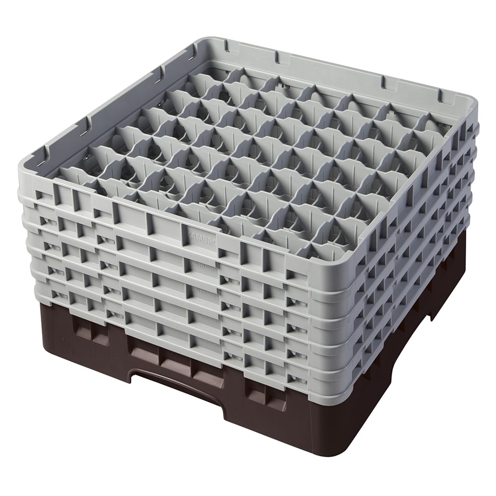 Cambro 49S958167 Camrack® Glass Rack w/ (49) Compartments - (5) Gray Extenders, Brown