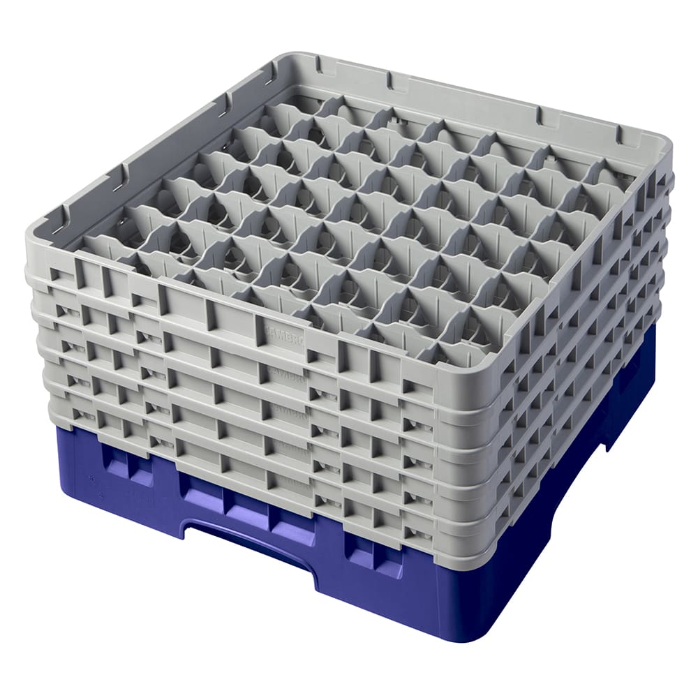 Cambro 49S958186 Camrack® Glass Rack w/ (49) Compartments - (5) Gray Extenders, Navy Blue