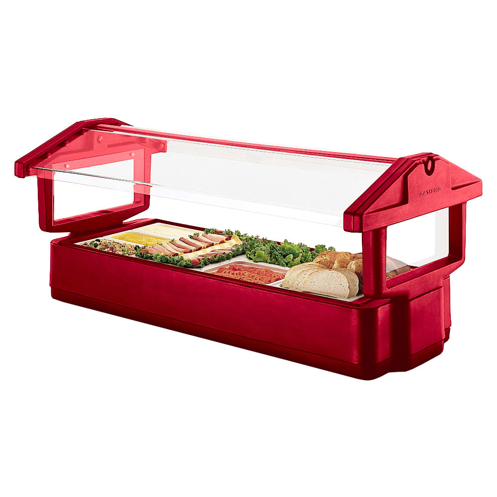 Cambro 4FBRTT158 37 1/4" Cold Food Bar - (3) Pan Capacity, Table Top, Hot Red