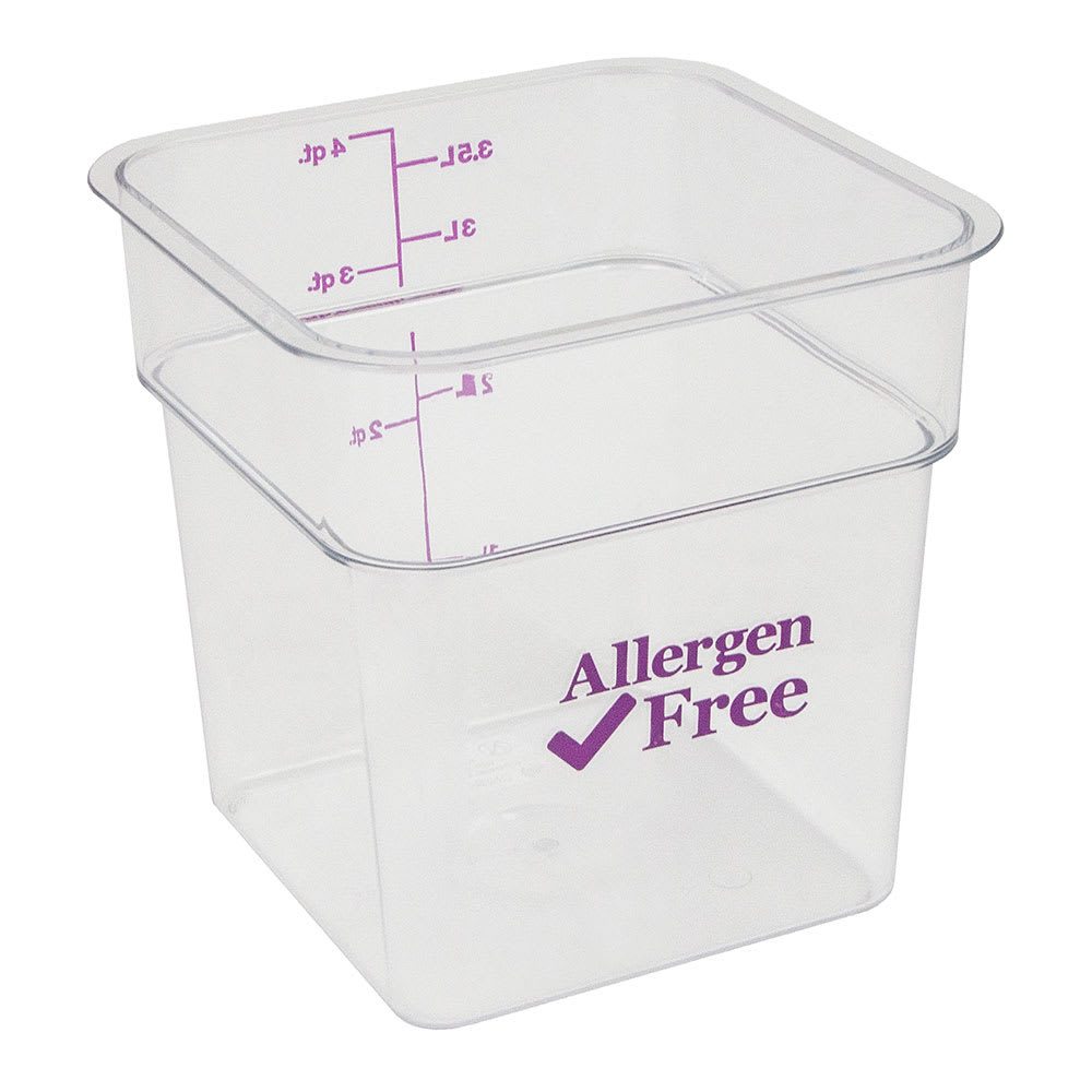 Cambro 4SFSCW441 4 qt Square Food Storage Container - CamSquare®, Allergen-Free, Polycarbonate, Clear