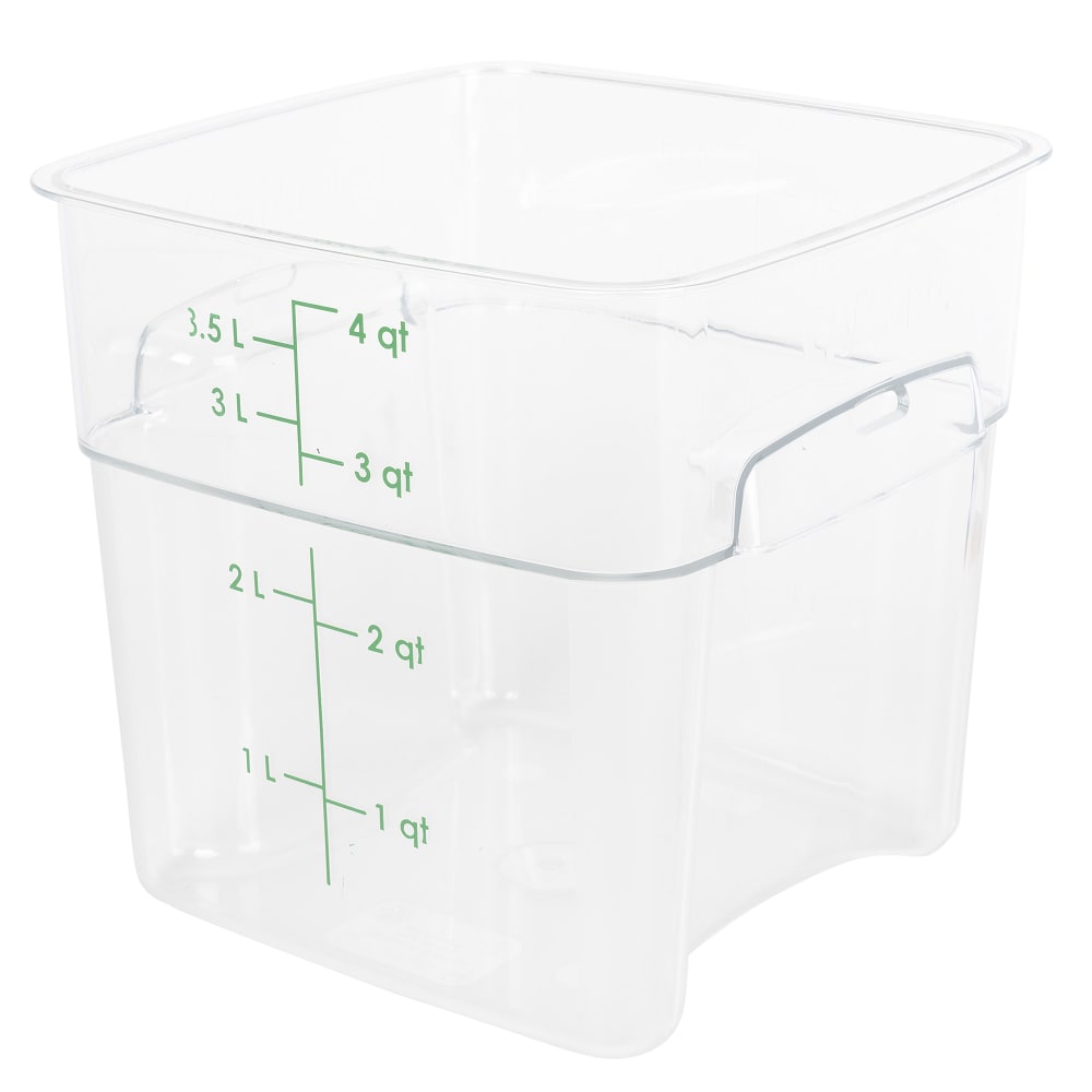 Cambro 4SFSPROCW135 4 qt FreshPro Square Food Storage Container - CamSquare®, Polycarbonate, Green Graduation