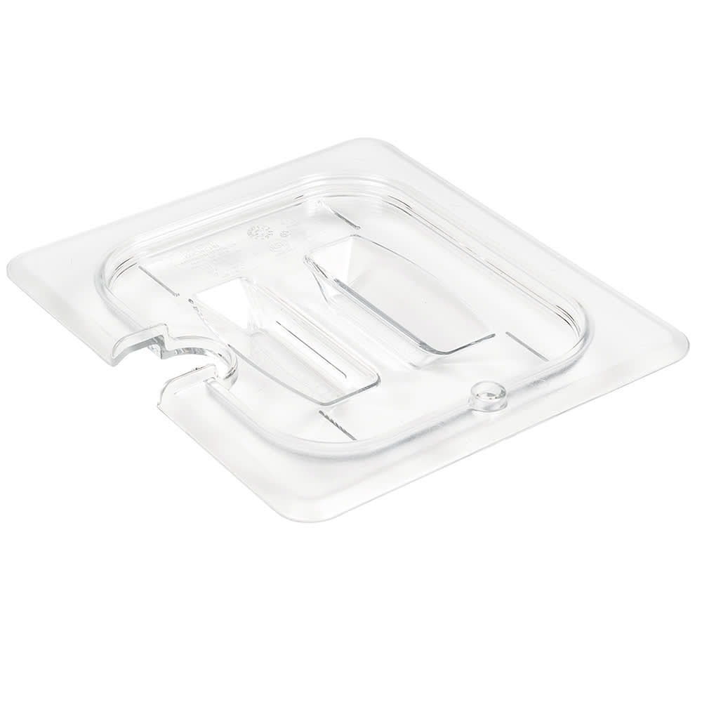 Cambro 60CWCHN135 Camwear Food Pan Cover - 1/6 Size, Notched with Handle, Clear