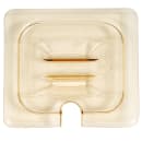 Cambro 60HPCHN150 H-Pan Food Pan Cover - 1/6 Size, Non-Stick, Notched with Handle, Amber thumbnail 3