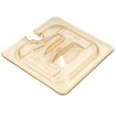 Cambro 60HPCHN150 H-Pan Food Pan Cover - 1/6 Size, Non-Stick, Notched with Handle, Amber thumbnail 5
