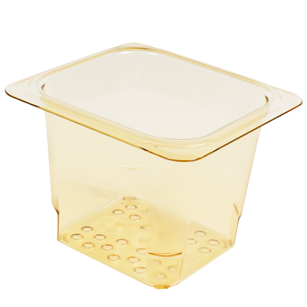 Cambro 65CLRHP150 H-Pan Colander - 1/6 Size, 5"D, Amber