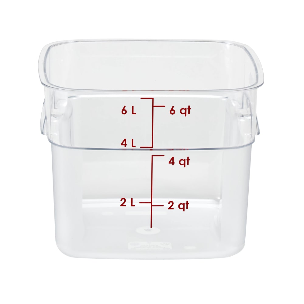 Cambro 6SFSPROCW135 6 qt FreshPro Square Food Storage Container - CamSquare®, Polycarbonate, Red Graduation