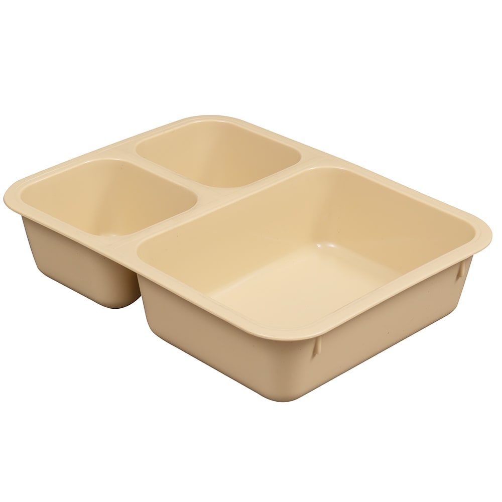 Cambro 853FCP161 Plastic Rectangular Tray w/ (3) Compartments, 8 9/16" x 6 1/4", Tan