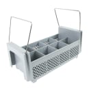 Cambro 8FB434151 Flatware Washing Basket with Handles - Half Size, 8 Compartment, Soft Gray thumbnail 2