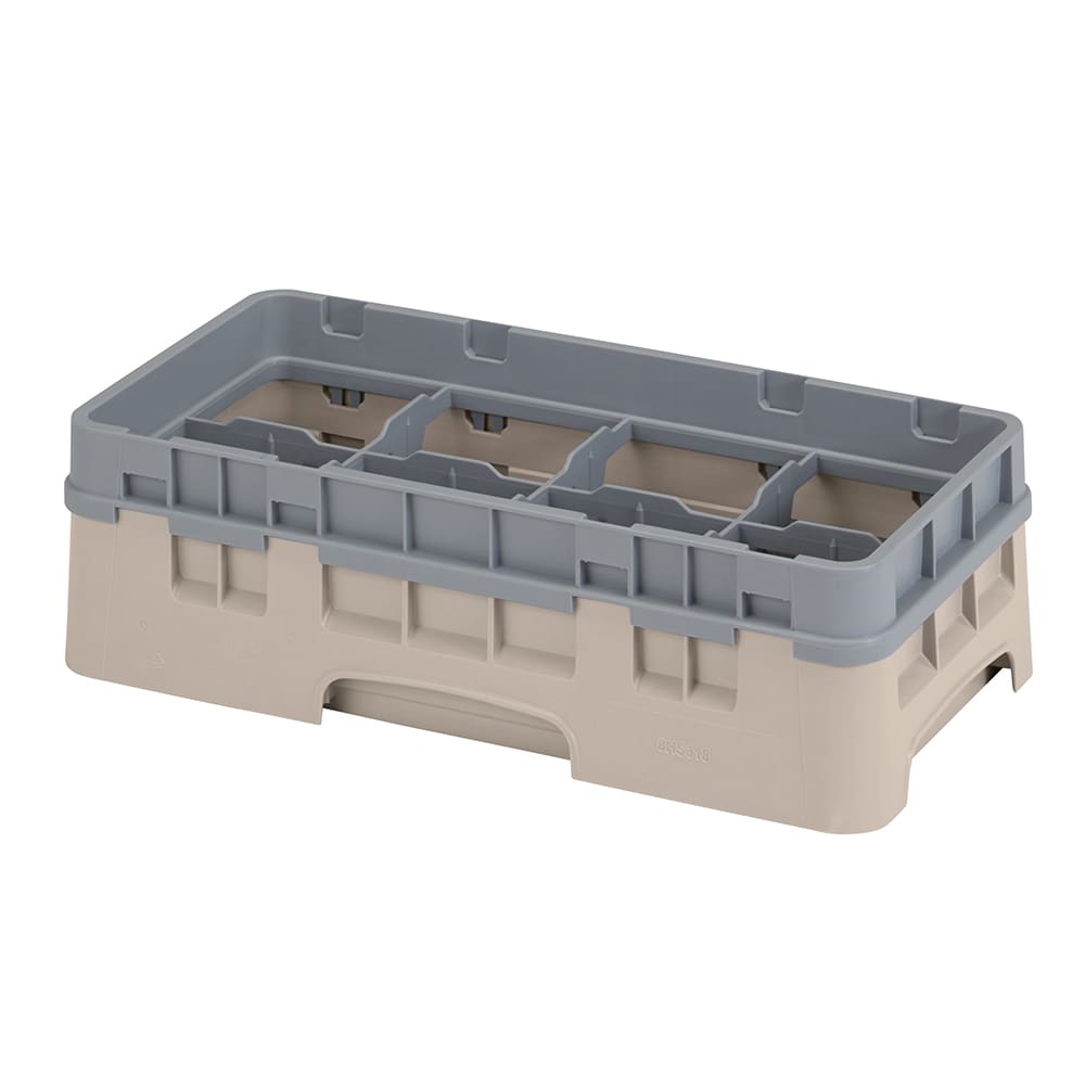 Cambro 8HS318184 Camrack Glass Rack with Extender - Half Size, 8 Compartments, Beige