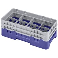 Cambro 8HS434151 Camrack Glass Rack - Half Size, (2)Extenders, 8 Compartment, Soft Gray thumbnail 3