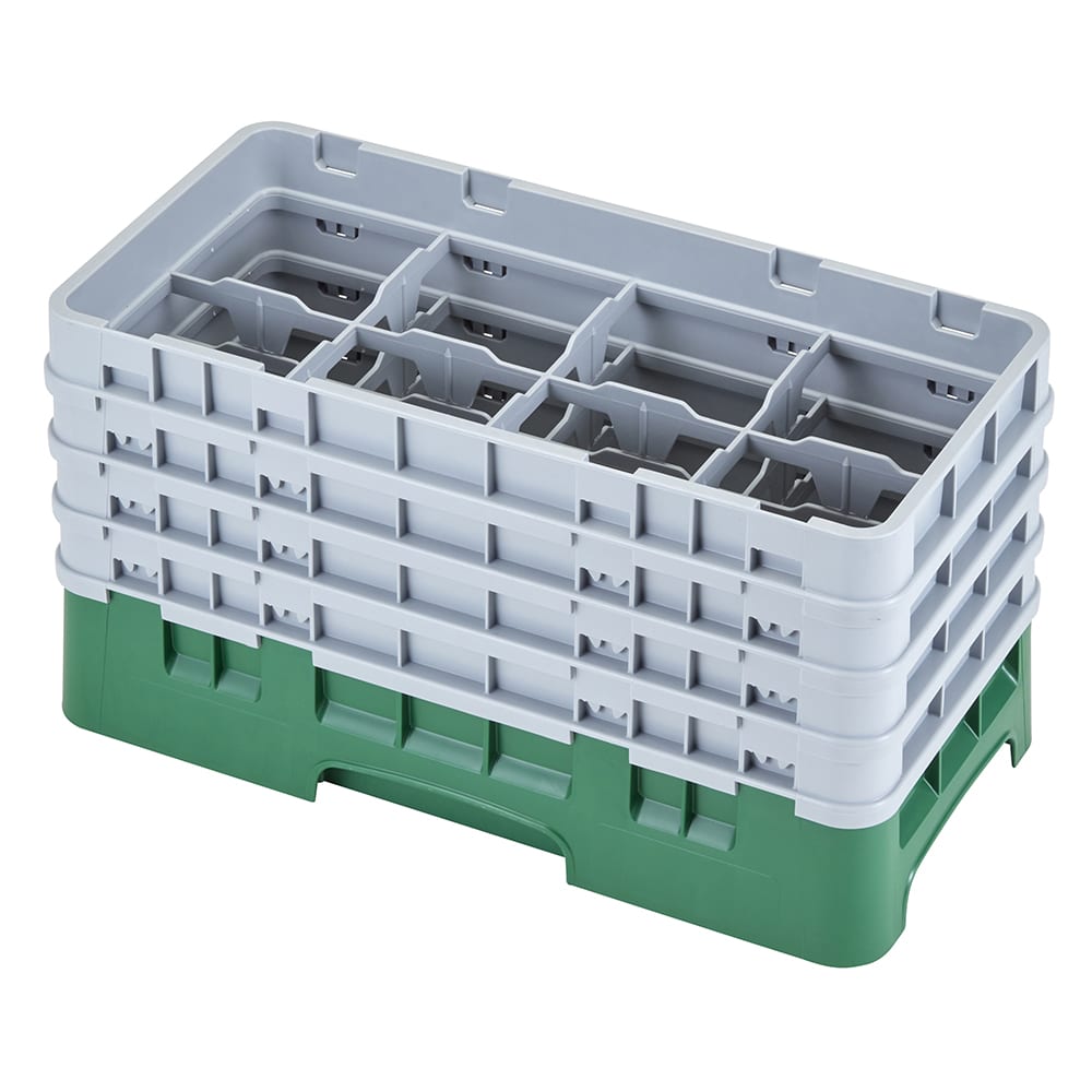 Cambro 8HS800119 Camrack Glass Rack - Half Size, (4)Extenders, 8 Compartment, Sherwood Green